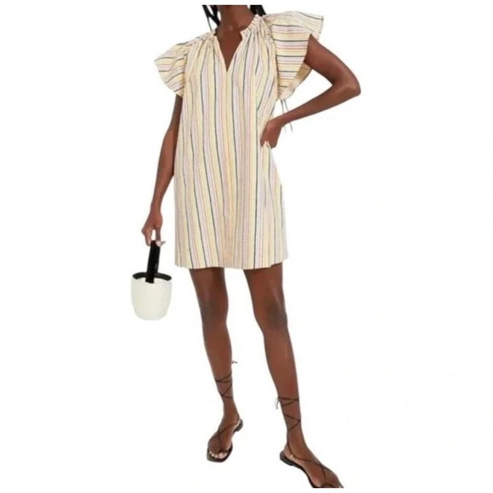 Pomander Place Multi Color Striped Flutter Sleeve Mini Dress XXL B1486 Rainbow - Picture 1 of 12